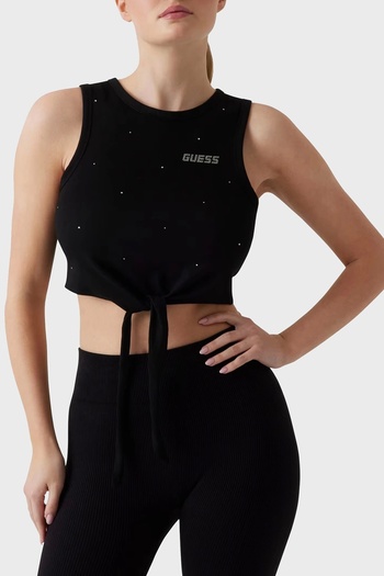 Guess Primula Rhinestones Tank Women Black Crop V5Gi01I3Z14-Jblk