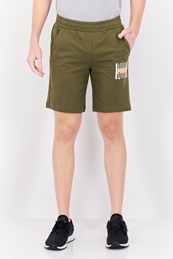 Puma Men Slim Fit Brand Logo Outdoor Shorts, Olive