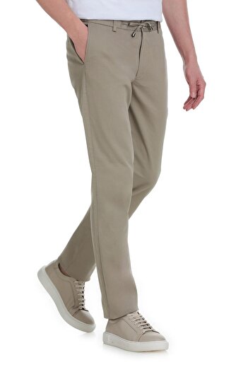 Hatemoğlu Παντελόνι Jogger από βαμβακερό κομμένο Olive Relaxed Cut με τσέπες στο πλάι