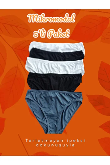 Lunaberry Chiloți Bikini pentru damă, pachet de 5 modal, super moi și elastic, anti-transpirație