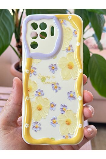 Fibaks Oppo Reno 5 Lite Case Designed Patterned Camera Protection Daisy Flower Color Silicone Cover