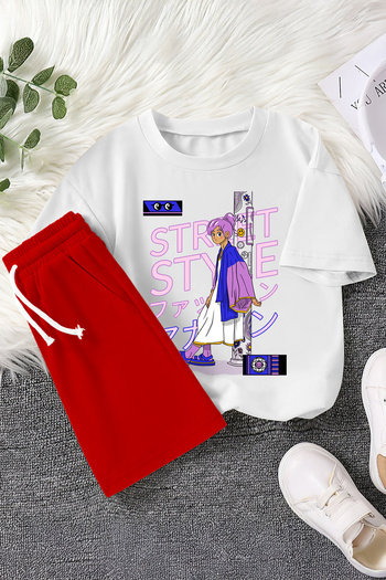 MYADA Premium Street Style Anime Printed 2-Piece Children's Set 22980