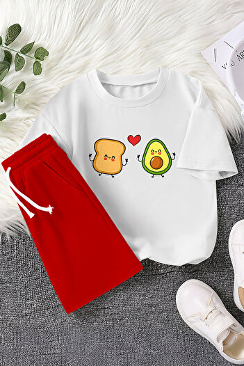 MYADA New Season Avocado and Characters Printed 2-Piece Children's Suit 23468