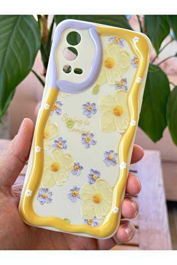 Fibaks Oppo A55 4g Case Designed Patterned Camera Protection Daisy Flower Color Silicone Cover