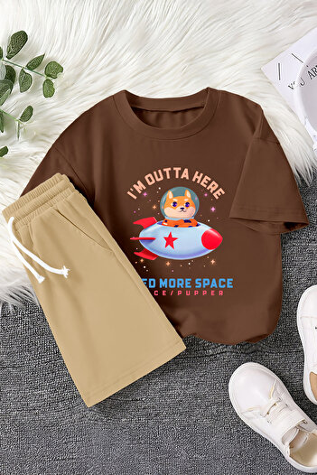 MYADA Premium Astronaut Fox Printed 2-Piece Children's Set 22952
