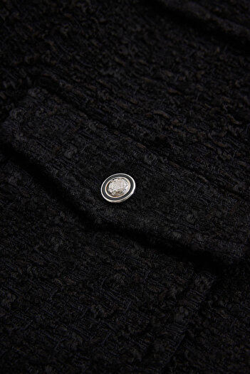 W Collection SİYAH DÜĞMELİ POLYESTER AKRİLİK CEKET