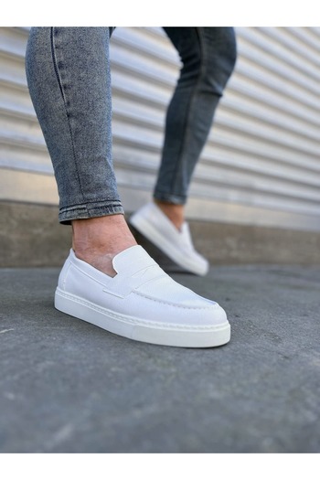 Zerenyus JY180 Estilo X Laceless Skin Ανδρικά καθημερινά αθλητικά κλασικά παπούτσια - Λευκό
