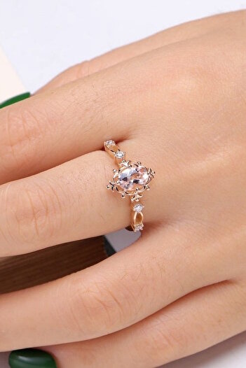 My Diamond Vintage Evlilik Teklifi Yüzüğü Morganit Ve Pırlanta Taşlı