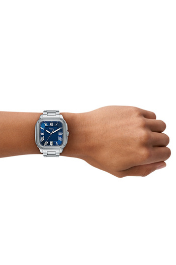 Fossil Crosby Silberne Und Blaue Herrenuhr FS6121