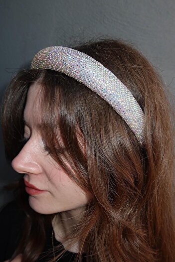 TAKIŞTIR Hologram Silver Color Crystal Stone Detailed Crown