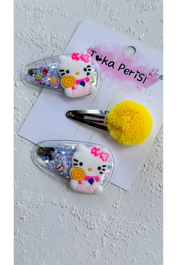 Toka Perisi White Transparent Jelly Hello Kitty 3-Piece Snap Buckle Set