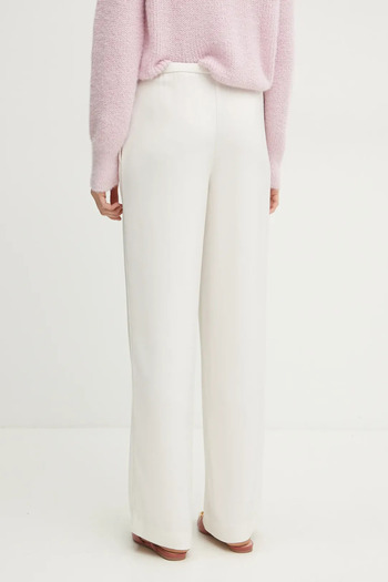 Armani Exchange Women's Wide Leg Tie Elastic Waist Straight Relaxed Cut White Pants Xw 000143   Af10840-U1003