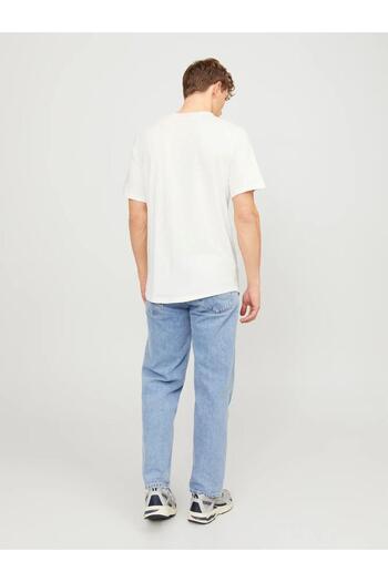 Jack & Jones 12182498   Ανδρικό μπλουζάκι με σκισμένο λαιμόκοψη οβάλ κοπής λευκό