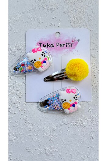 Toka Perisi White Transparent Jelly Hello Kitty 3-Piece Snap Buckle Set