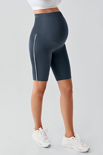 Artış Ribbed Above Knee Biker Stretchy Adjustable Waist Maternity Leggings