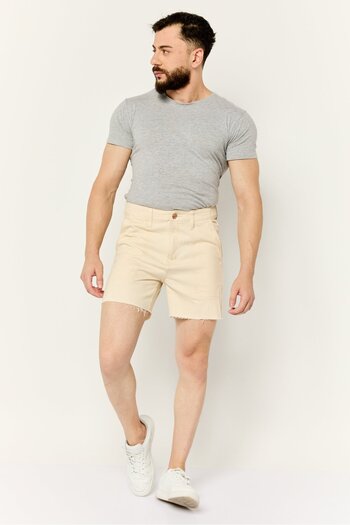 Esprit Men Solid Denim Shorts, Beige
