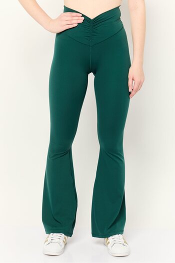 Offline by Aerie Women Regular Fit Solid Flare Pants, Dark Green
