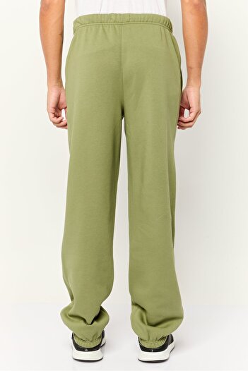 Esprit Men Regular Fit Brand Logo Sweatpants, Olive