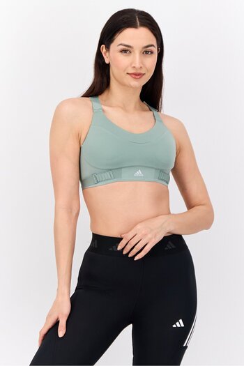 adidas Women Brand Logo Padded Training Sports Bra, Sage Green