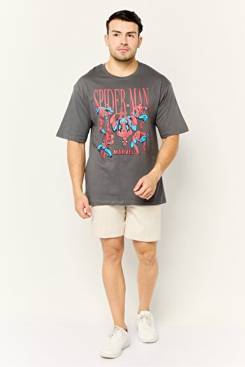 Marvel Men Crew Neck Short Sleeves Graphic Print T-Shirt, Grey
