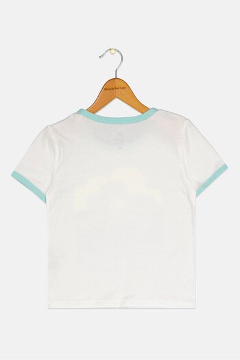 GAP Kids Girl Round Neck Short Sleeves Graphic Print Top, White