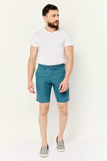 Nautica Men Plain Chino Shorts, Teal Green