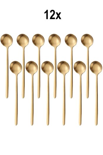 Chavin 12 Pcs Steel Gold 15 cm Cup Latte Coffee Mixing Spoon Mt161Sr-12