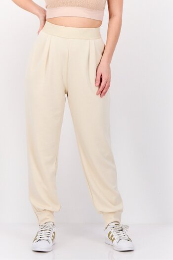Esprit Women Regular Fit Solid Jogger Pants, Cream