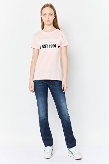 Marvel Women Crew Neck Short Sleeve Graphic Print T-Shirt, Pink