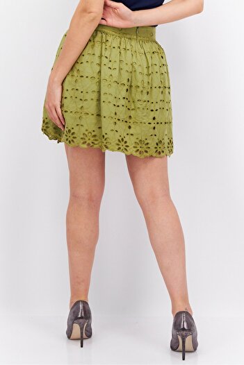 Esprit Women Textured Mini Skirt, Green