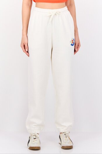 Esprit Women Regular Fit Embroidered Sweatpants, Off White