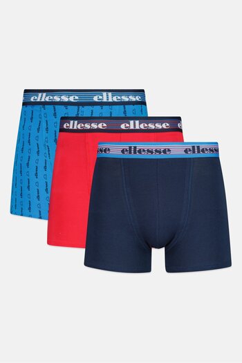 Ellesse شورت رجالي بشعار العلامة التجارية، 3 قطع، أزرق داكن/أحمر