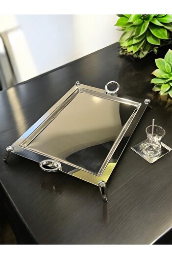 Tiamo Hatir Footed Tea Tray Silver