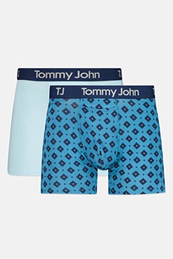 Tommy John Men 2 Pack 4 inseam Brand Logo Boxer Briefs, Multicolor