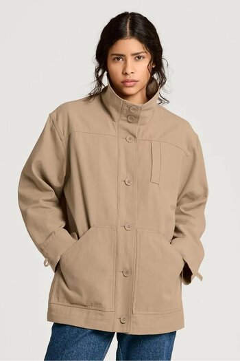 Tchibo Women Plain Parka Jackets, Tan