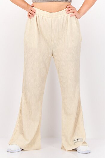 The Giving Movement Women Regular Fit Textured Flare Pants, Off White
