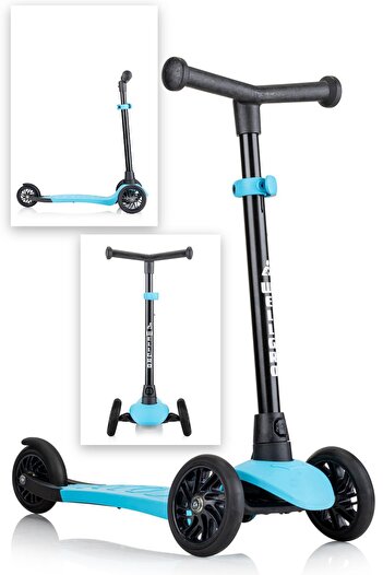 Wellgro Turbo 3 Tekerli Yükseklik Ayarlı Scooter, Mavi