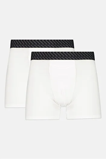 Tommy John Men 2 Pieces 4 Inseam Brand Logo Boxer Briefs, White