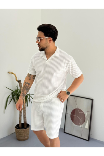 viperkombin Summer 2-Piece Polo T-Shirt and Shorts Ottoman Fabric