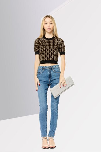 Michael Kors Women Crew Neck Short Sleeves Allover Print Tops, Multicolor