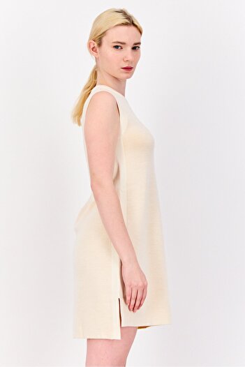 Esprit Women Solid Mini Dress, Cream