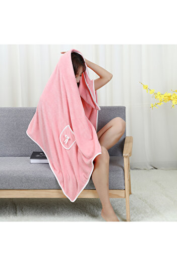 Choice1 other Pink Pocket Coral Velvet Shower Skirt Pure Cotton Thickened Strong Absorbent Pack Bath Towel C