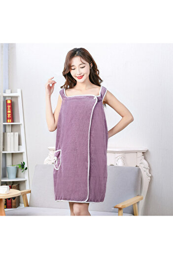 choice2 other Deep Purple Pocket Coral Velvet Shower Skirt Pure Cotton Thickened Strong Absorbent Pack Bath