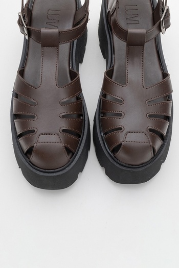 LuviShoes Verua Brown Women's Thick Soled Sandals