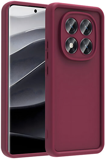 Fibaks Xiaomi Redmi Note 14 Pro 4g Case with Camera Protection Soft Textured Shock Absorbing Burgundy Silicone Cover