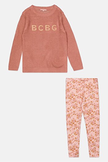 BCBG Girls Toddlers Girl 2 Pcs Brand Logo Sweater And Pants Set, Old Rose