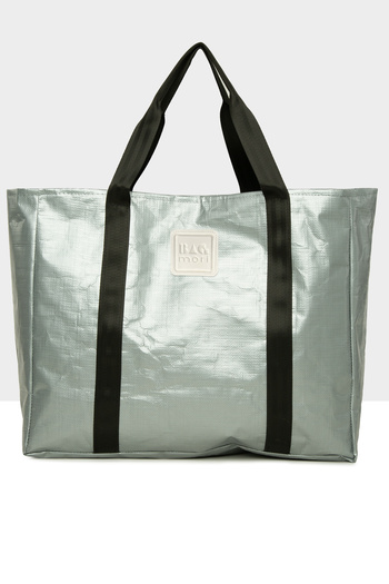 Bagmori Gray Women's Double Stripe Maxi Size Beach Bag m 000008590