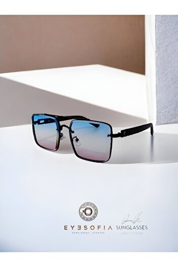 Eyesofia Berc Unisex Blue Glass Black Frame Luxury Sunglasses