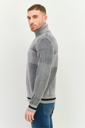 GAS Men Turtle Neck Textured Knit Sweater, Grey