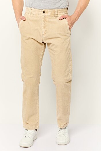 Esprit Men Straight Fit Corduroy Chino Pants, Beige